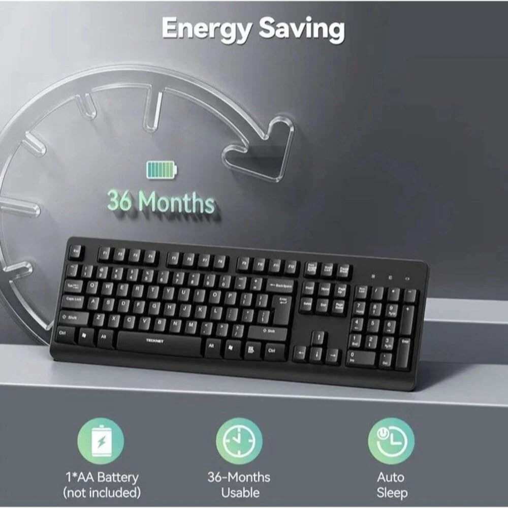 TECKNET Wireless Keyboard, 2.4G Silent Full-Size USB Keyboard with Number Pad...